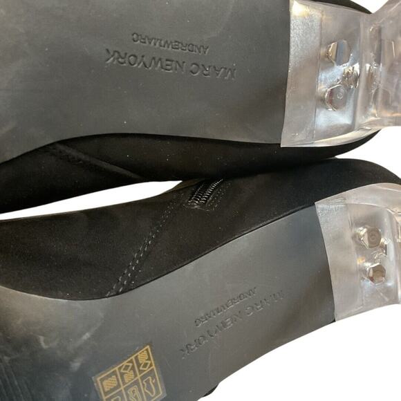 Marc New York Bootie Women’s SZ 9.5 M Black AMELIA Ankle Clear Heel Faux Suede - Picture 13 of 15